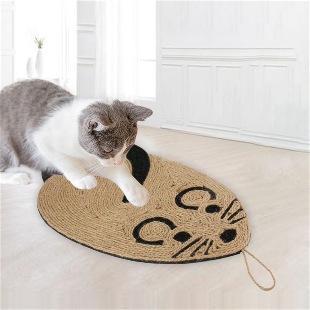 天然劍麻貓抓板 磨爪貓抓板 貓抓墊 老鼠造型貓咪解悶 貓玩具 [平行進口] HK2776