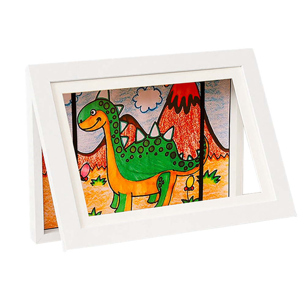 兒童繪畫裝裱框 畫紙收納 畫畫紙收藏 兒童藝術展示框 畫框 畫畫相框 白色 A4 [平行進口] HK2716