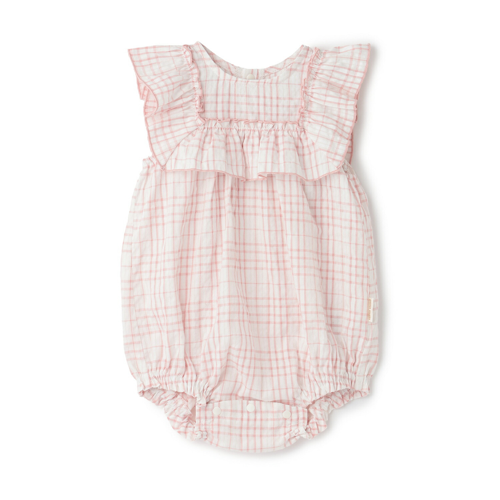 🇯🇵預訂 日本直送🇯🇵Petit Main兩色荷葉邊格紋短袖包屁衣