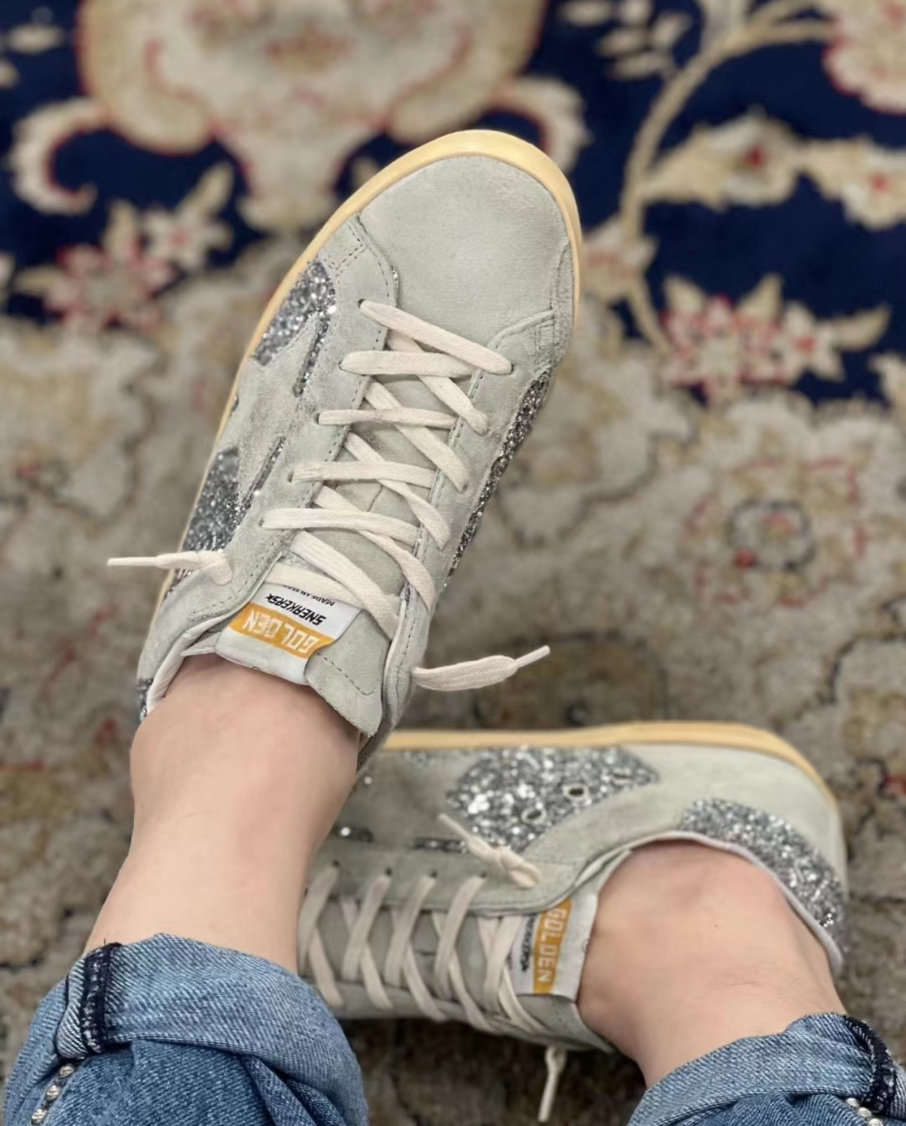 訂貨📮 GGDB 銀閃拼冰灰色絨面 Sneaker Size 36/37/38/39