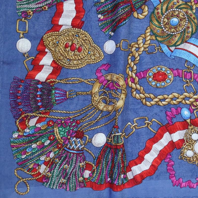 Vintage Céline Glamorous Jewelry Pattern of Brooches and Necklaces Scarf Neck Scarf/Head Scarf (MT1623-5)