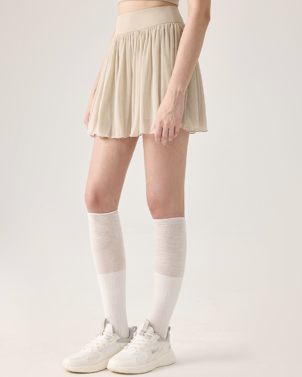 羽感防走光高腰蛋糕邊網球裙