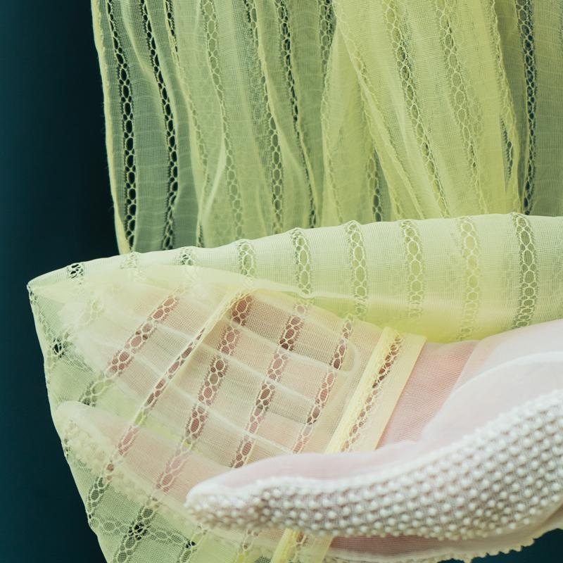 C.a. 1950s German Yellow Pulled thread Embroidery Pattern Chiffon Sheer Long Scarf (MT1217)