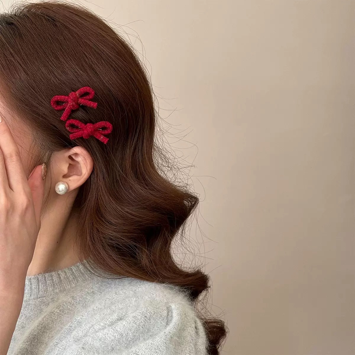 针织蝴蝶结发夹