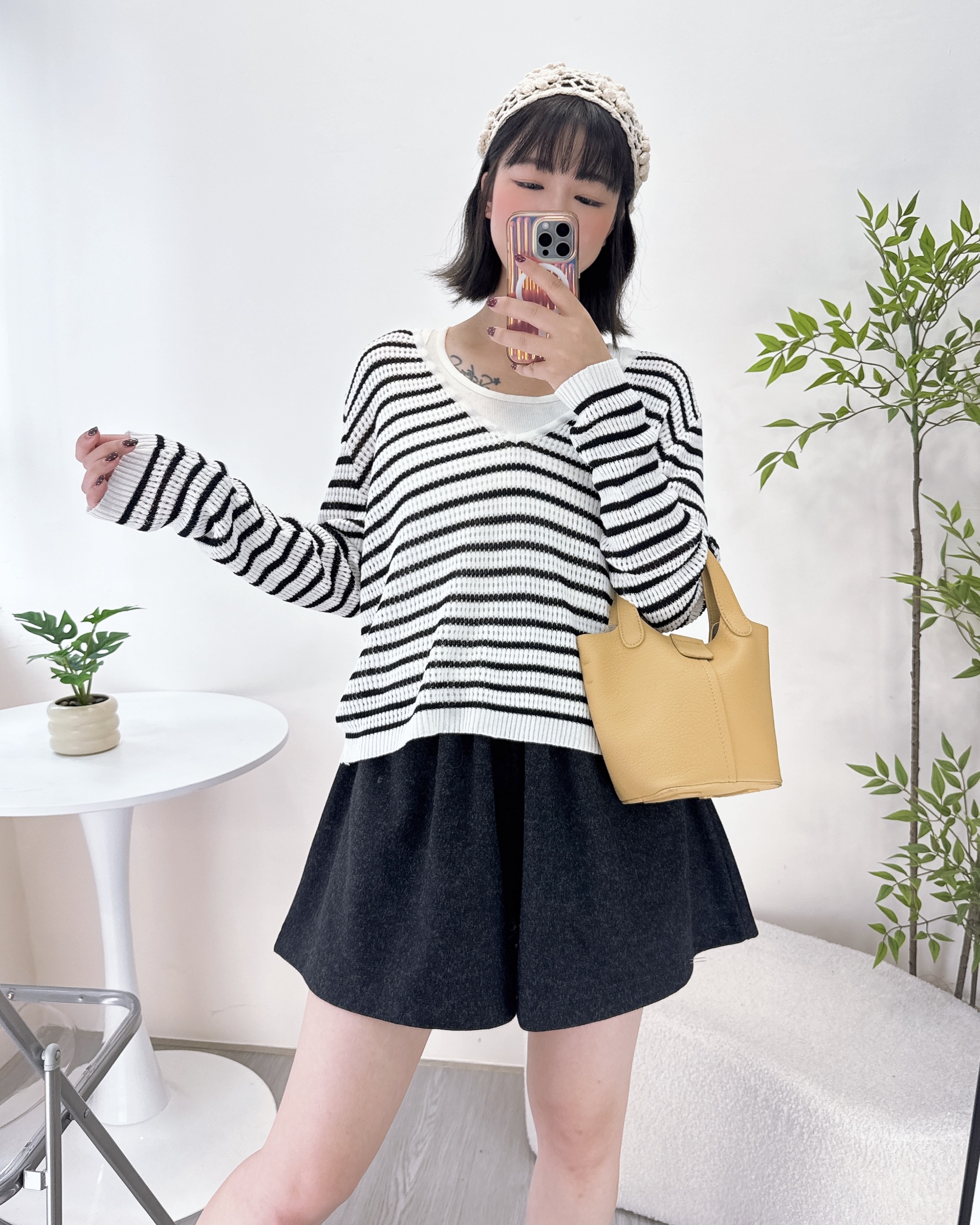 橫間針織線料上衣 2色