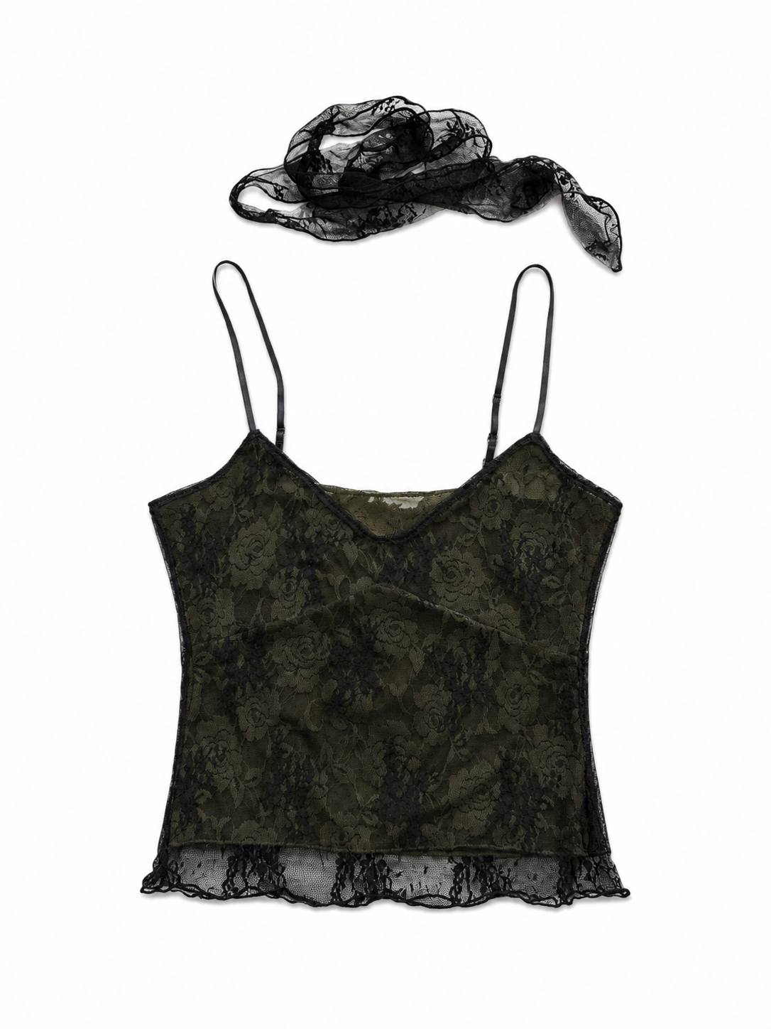 Floral Lace Cami with Scarf