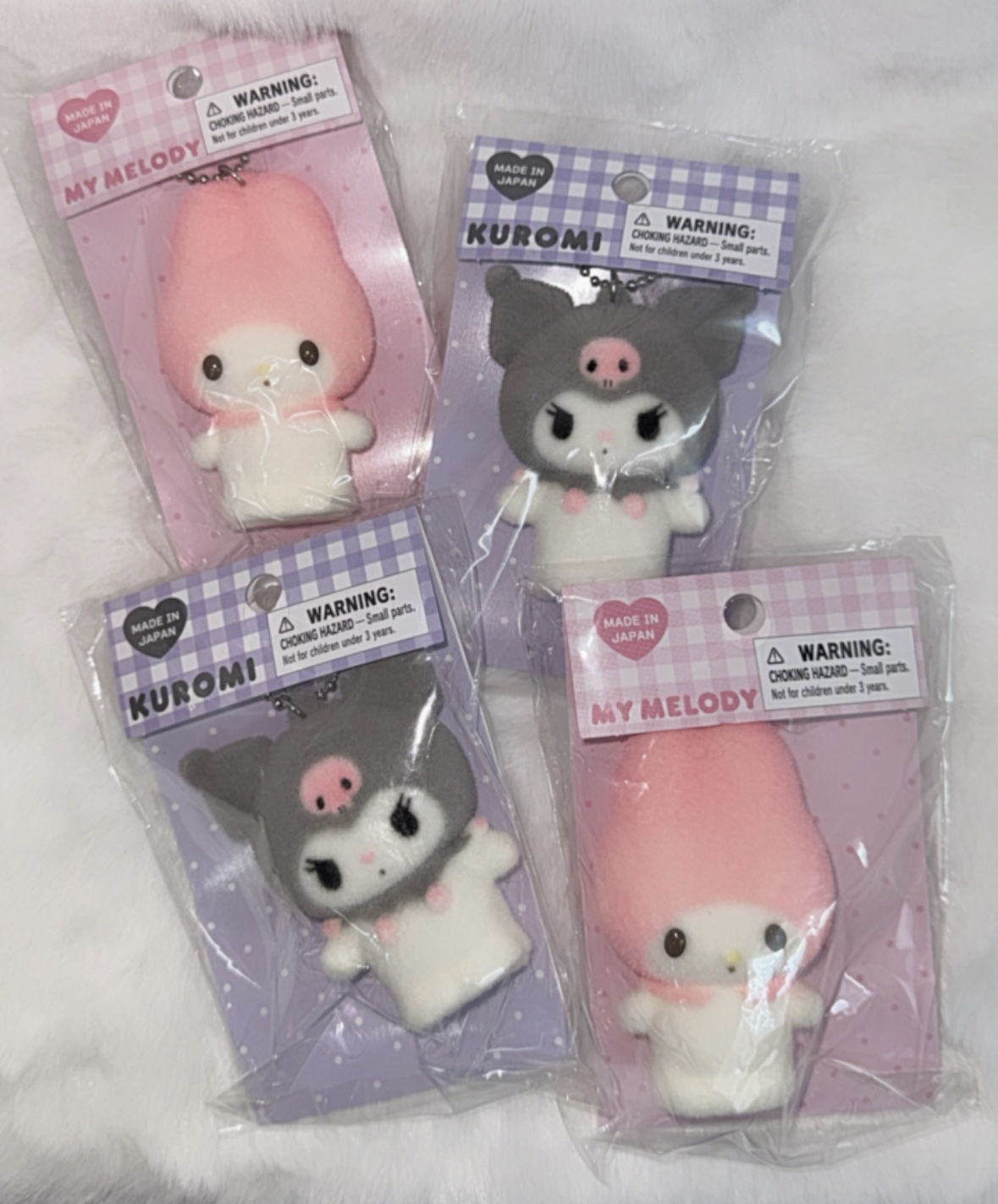 現貨｜絕版 絨面kuromi/my melody掛件🩶