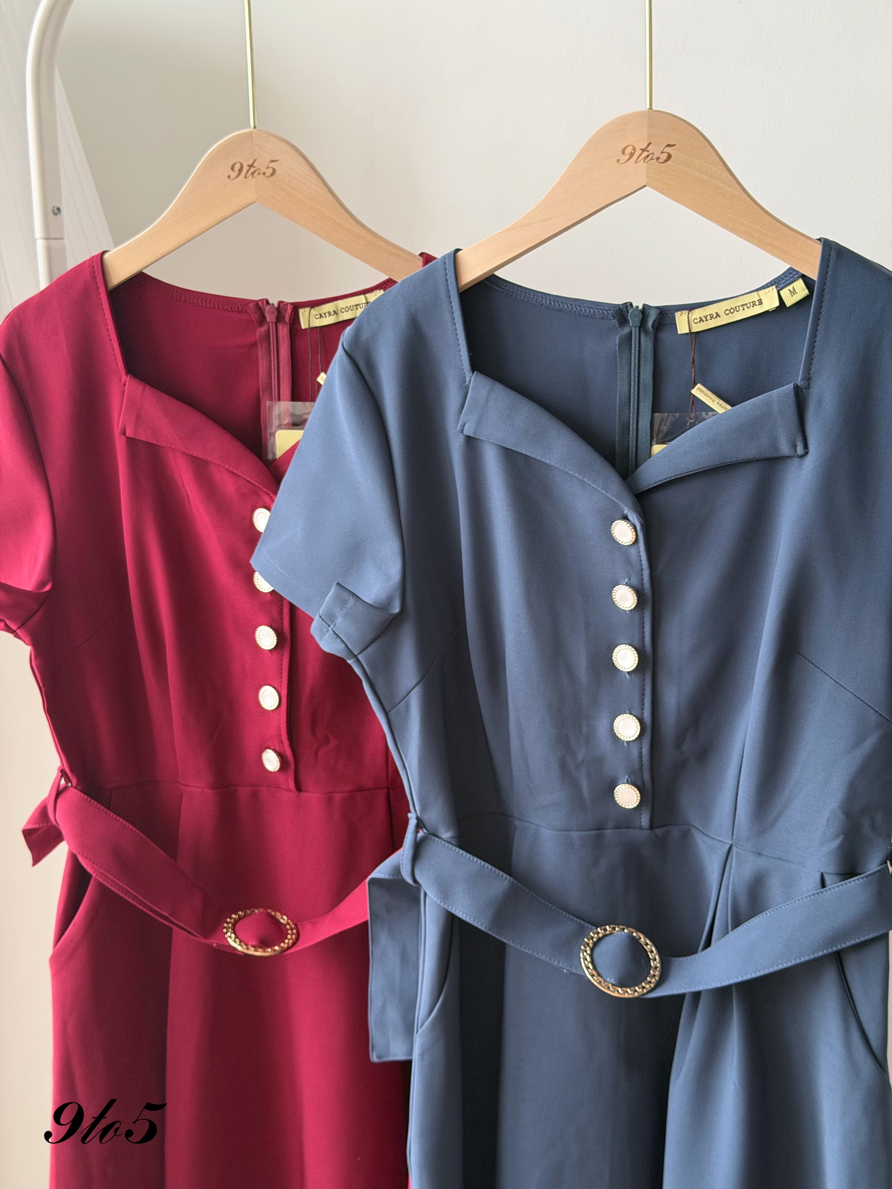 D2382 Sweetheart Collar Midi Dress - 3 Colors 