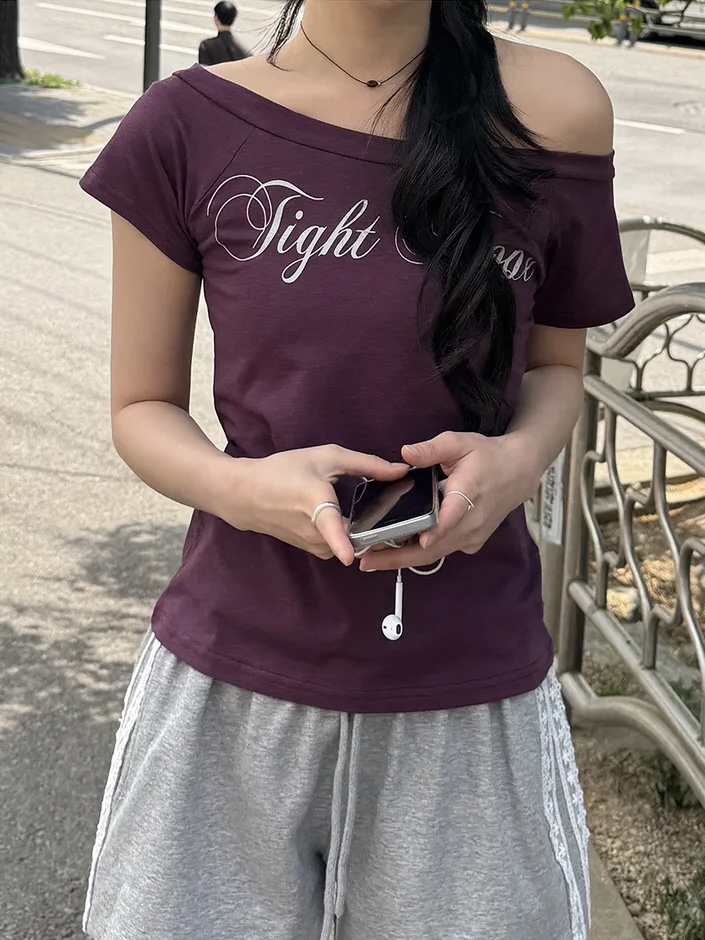 Script Wide Neck Graphic Tee