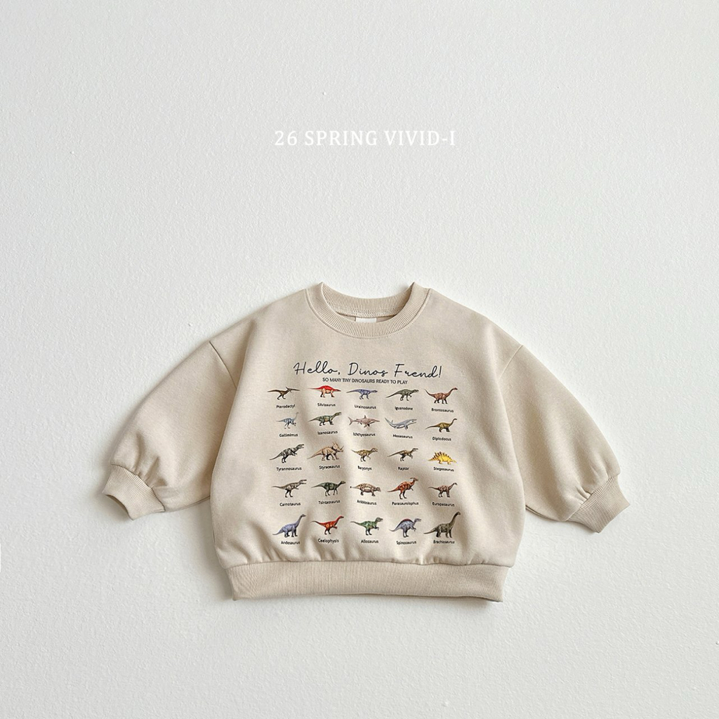 🌸預訂 韓國直送🌸🇰🇷VIVIDI三色迷你恐龍印花寬鬆衛衣