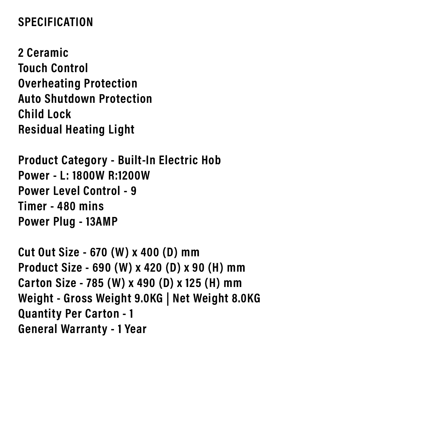 Faber 2-Burner Built-In Ceramic Hob FCH 3C/69BK