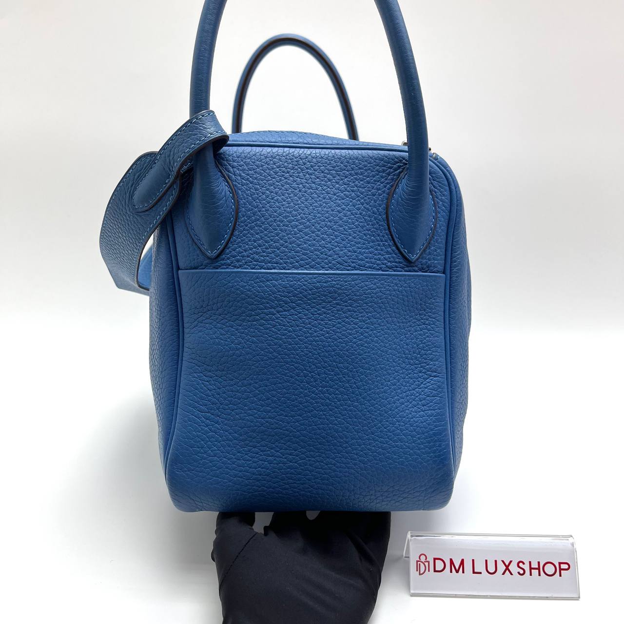 Hermes Lindy 30 Blue PHW (Stamp Square O)