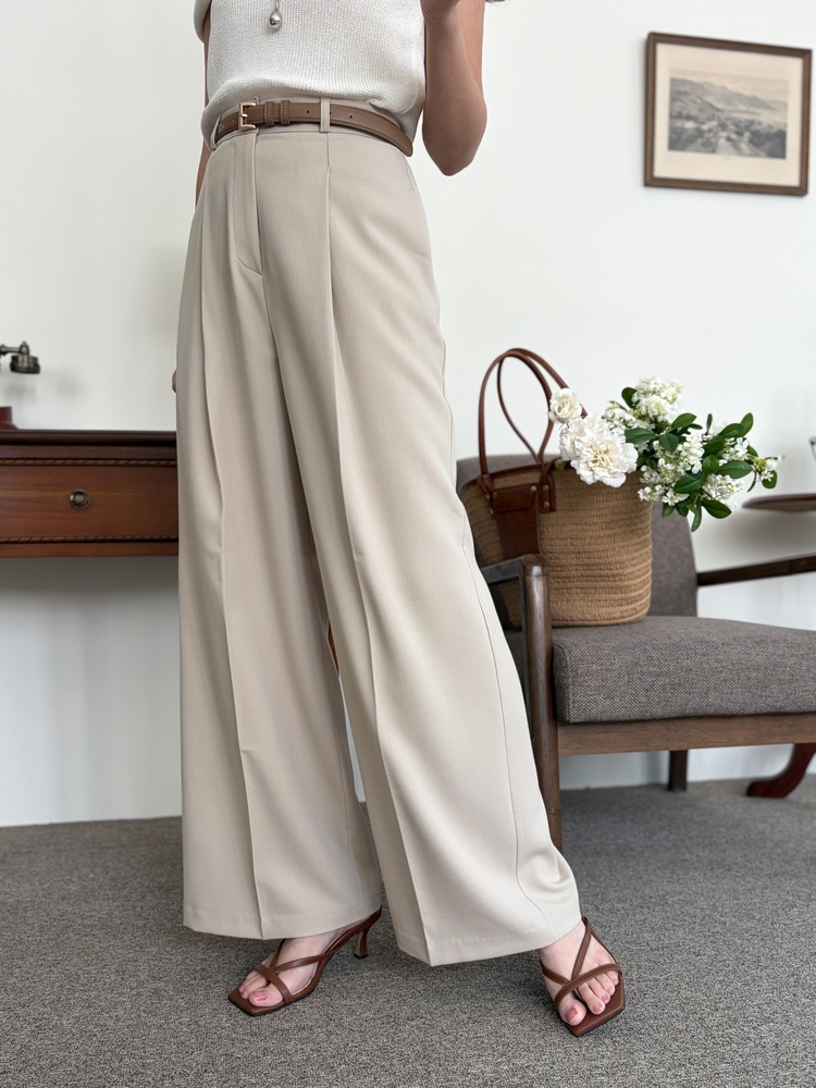[輕薄!] Summer Timeless Rayon Pants (Light Beige)