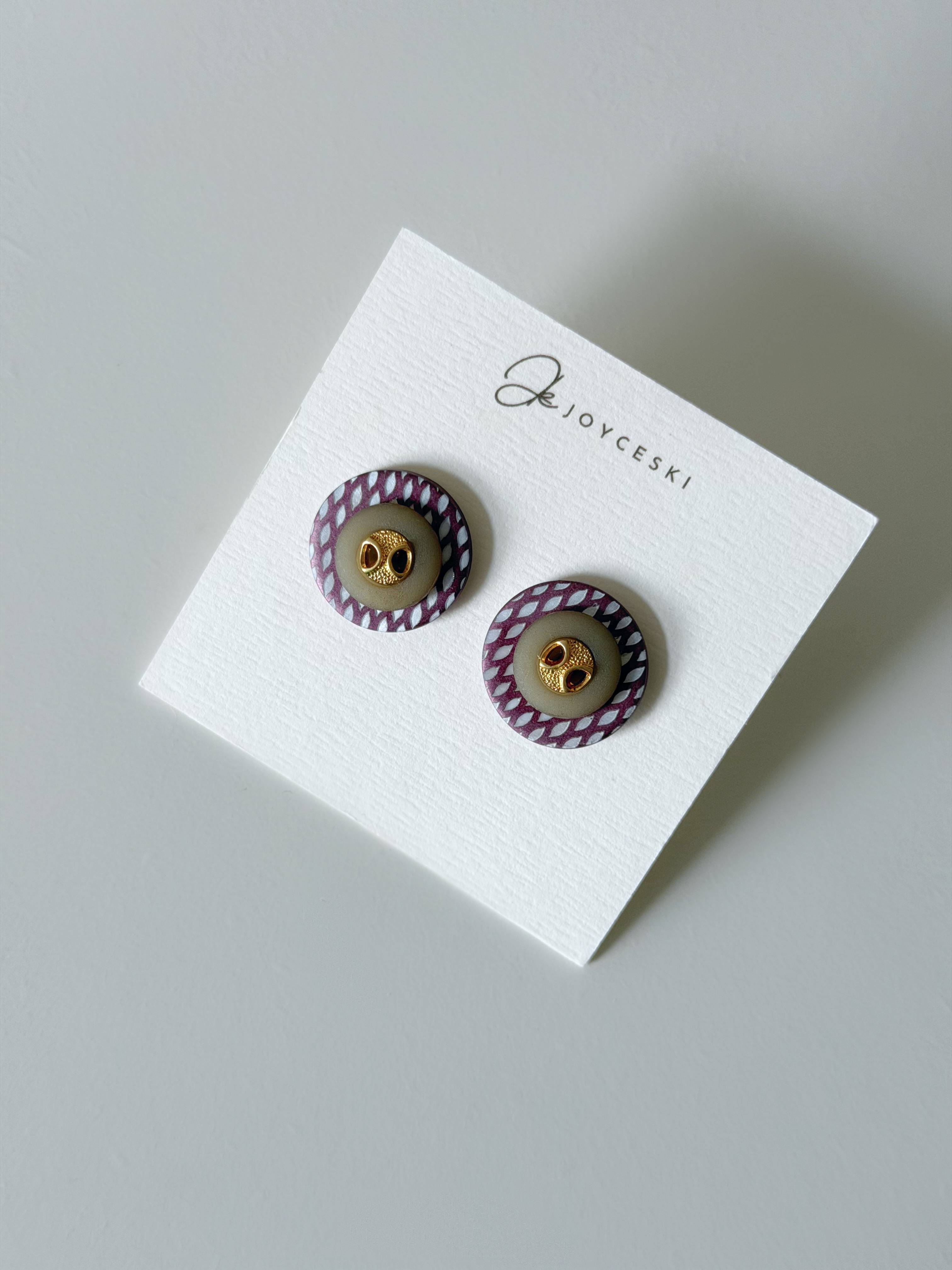 英國Metallic貝殼壓花立體耳環/Metallic Purple