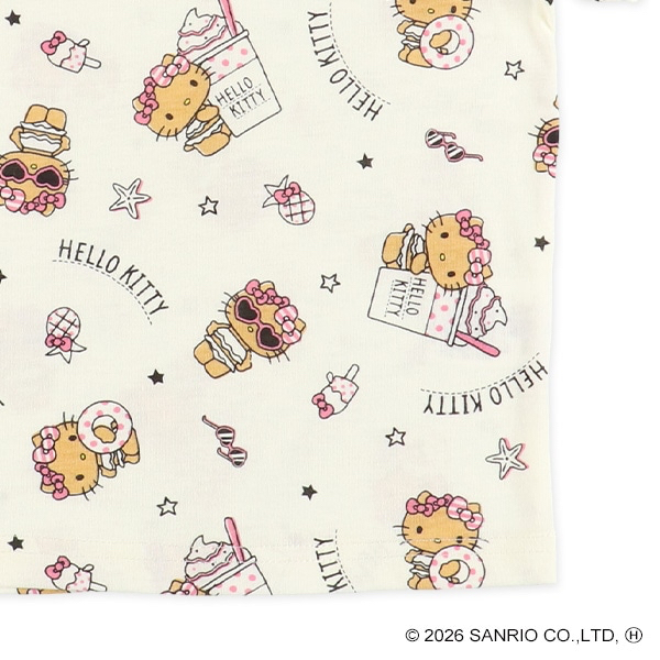 🇯🇵預訂 日本直送🇯🇵清爽材質烤焦Hello Kitty滿印包腹短袖家居服上下套裝