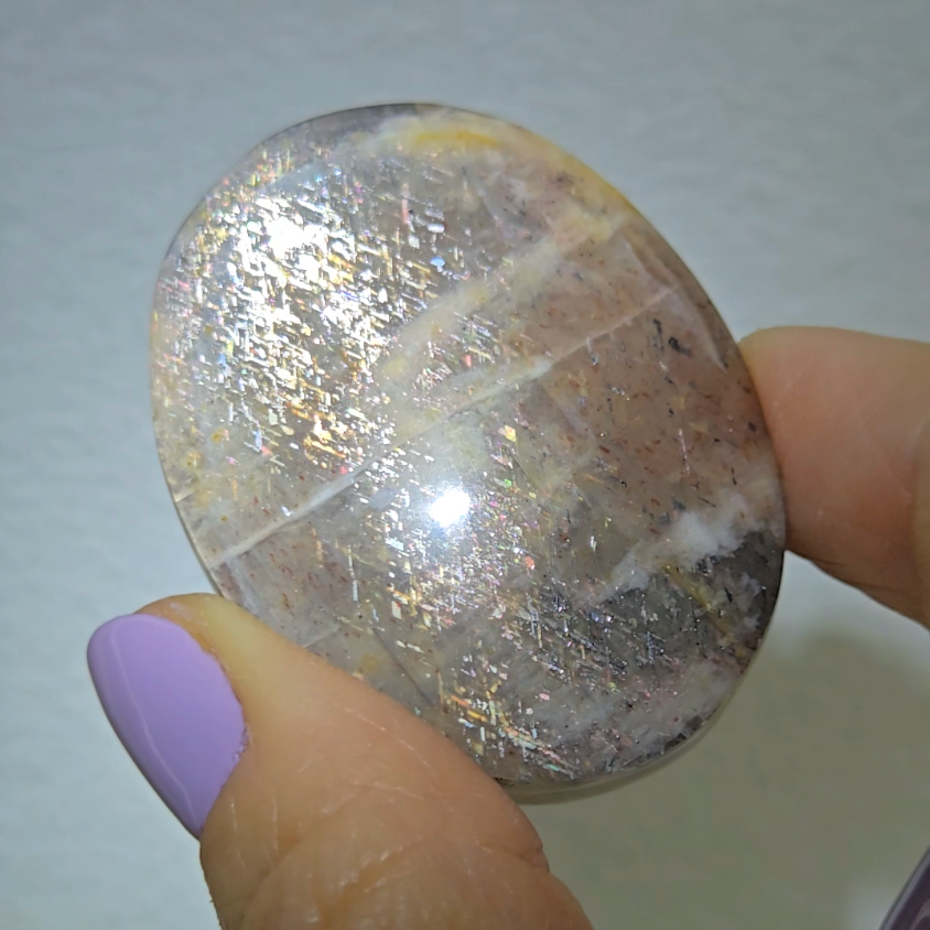 Rainbow lattice sunstone palm stone - SM613