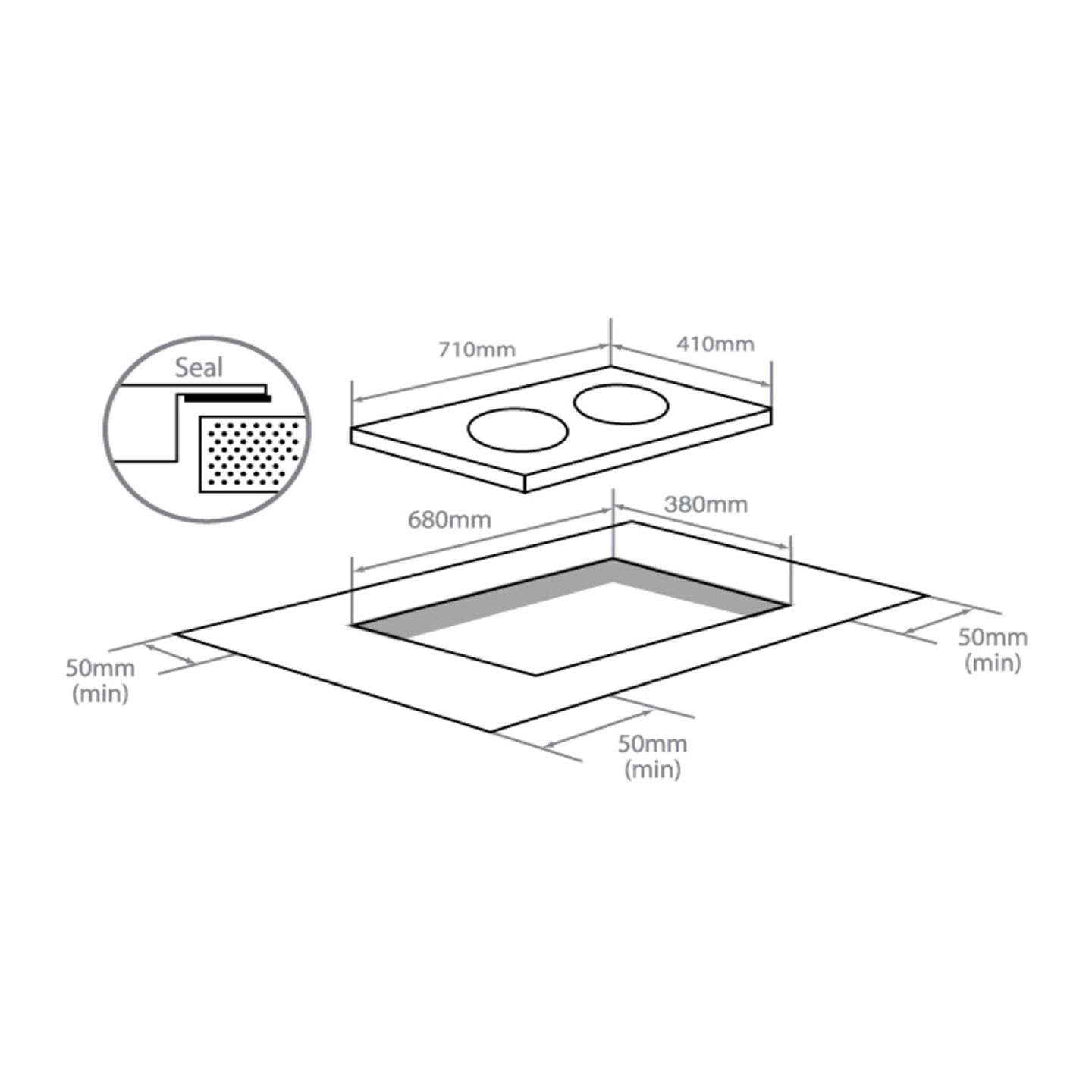 Elba Dual Cooking Zones,Vulkera Glass Built-In Ceramic & Induction Hob EIC-Q7052ST(BK)