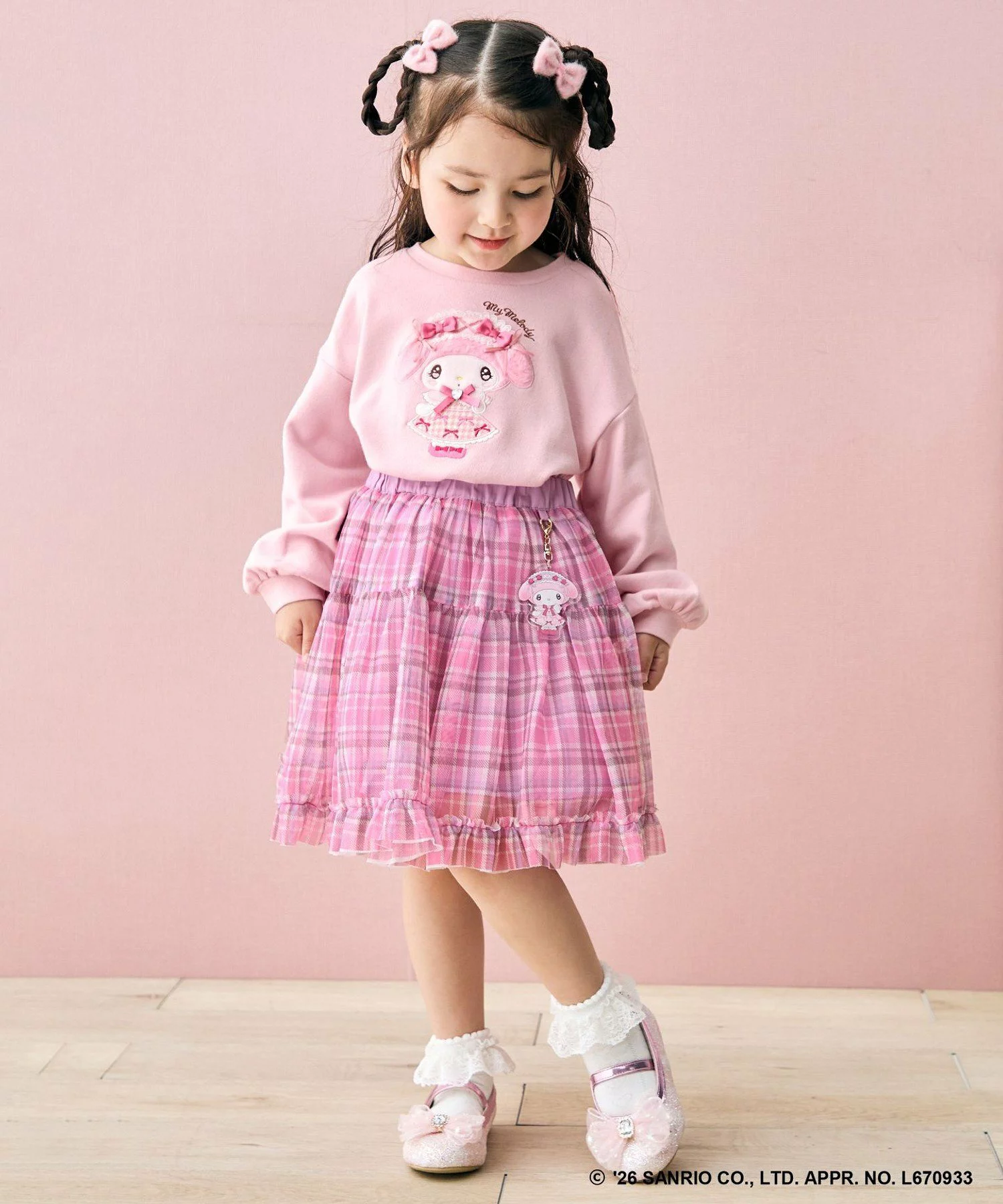 🆕【⭐訂購⭐】🌀 🇯🇵 日本直送 #Sanrio 緞帶壓克力鑰匙扣 薄紗格紋 半截裙［3款選］🌀 [ELJA-0205][261122]