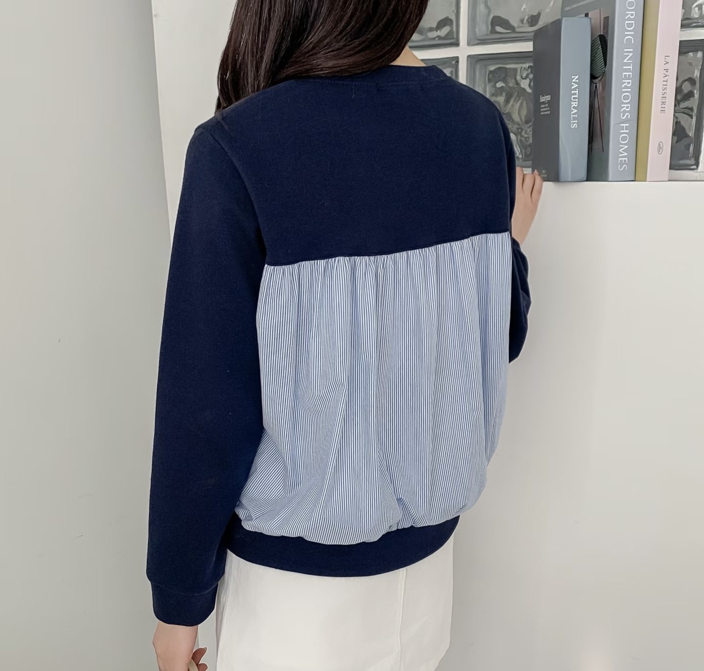 簡約拼條子圍衣