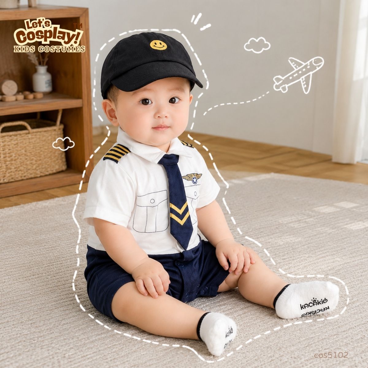 BB 飛機師服｜嬰兒百日宴一歲生日拍照服裝｜航空主題派對 Costume 香港現貨 