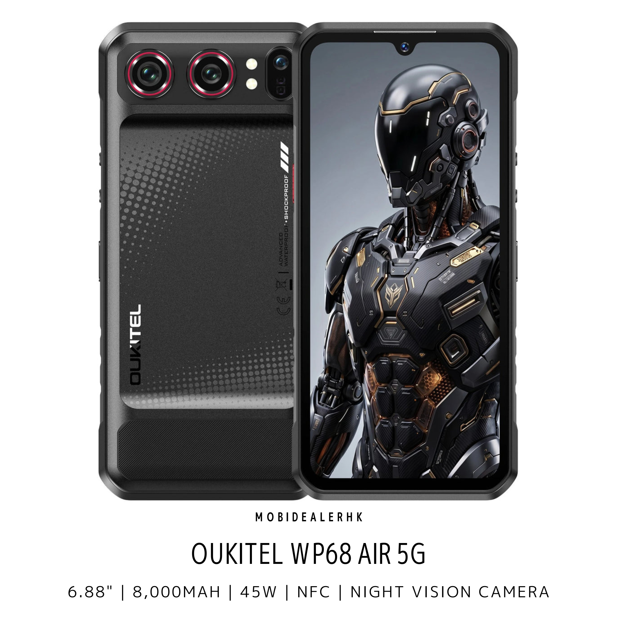 Oukitel WP68 Air | 歐奇 WP68 Air | 5G | 三防手機 | 6.88" | 夜視鏡 | 8800mAh | 45W | 反向充電