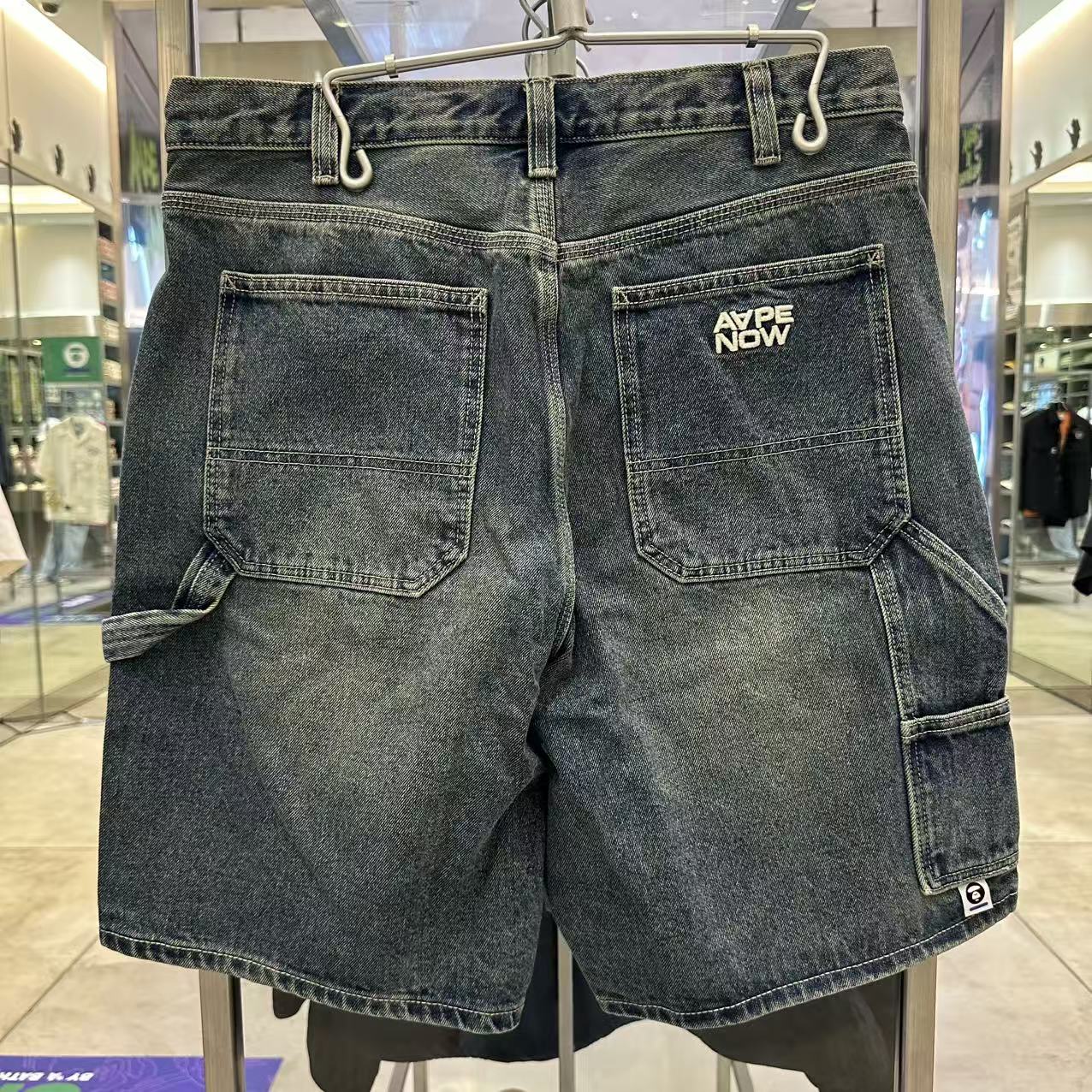 AAPE AAPENOW moonface denim shorts (C679)