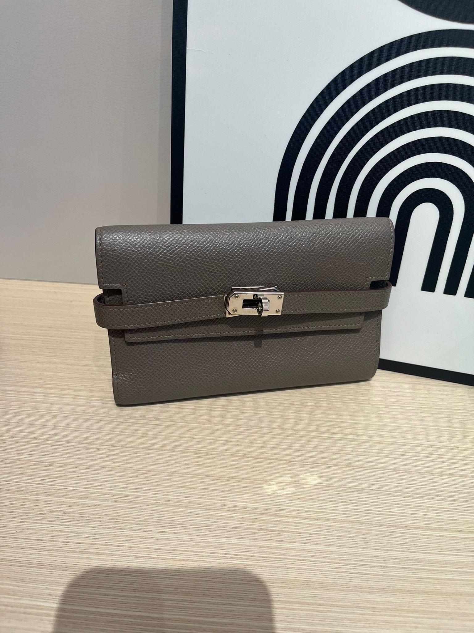 Hermes Kelly Wallet Etain 錫器灰 Epsom牛皮 Stamp R 100%Authentic, 93%New✅Dust bag