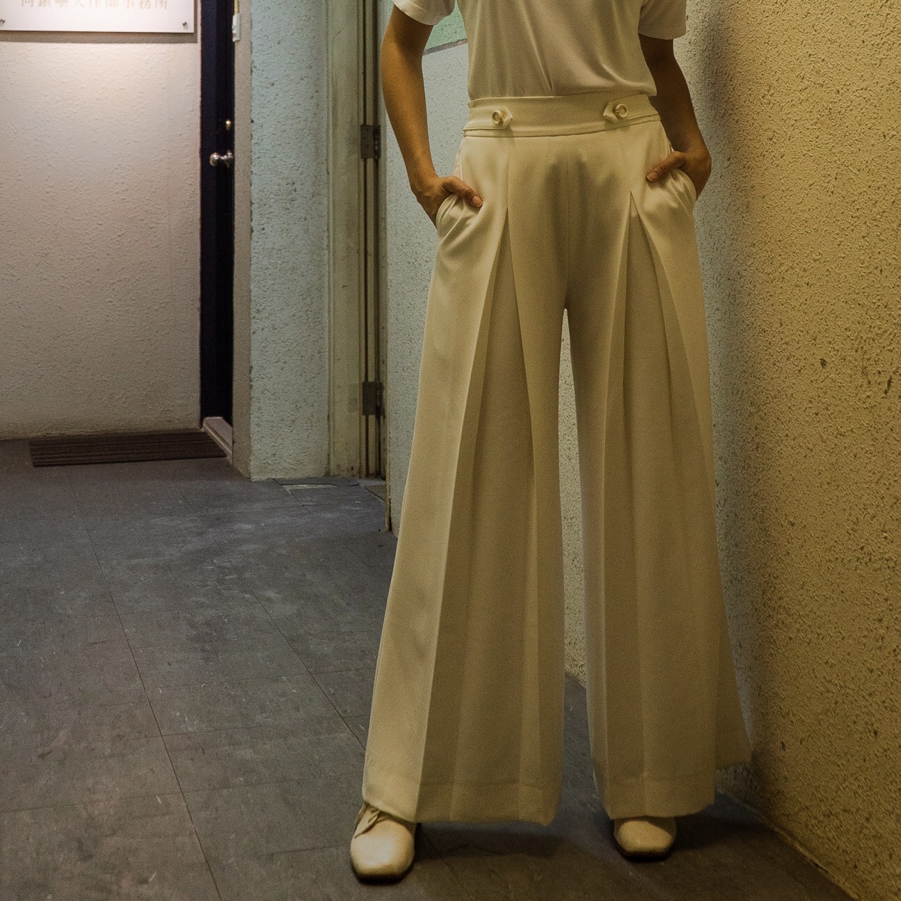 (Ready-Made) 1930s Betty Nautical Sailor Wide Legged Pants - White (FM181-W)