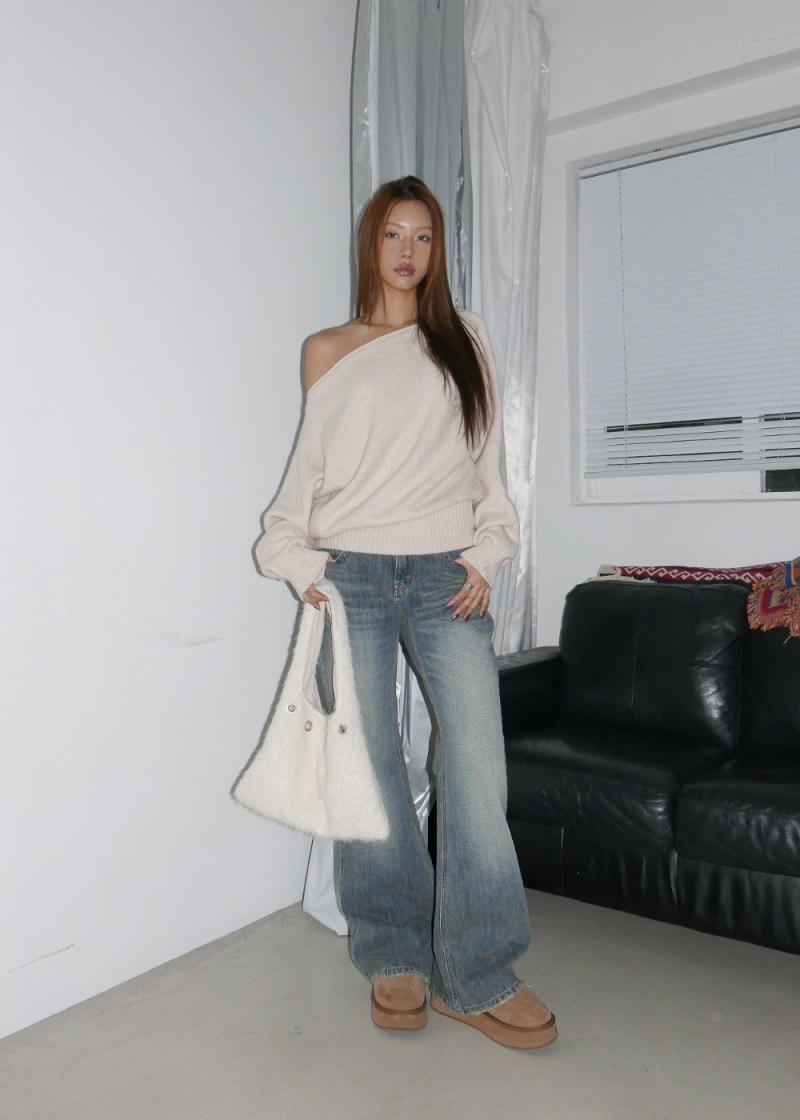 Asymmetric Off-Shoulder Knit