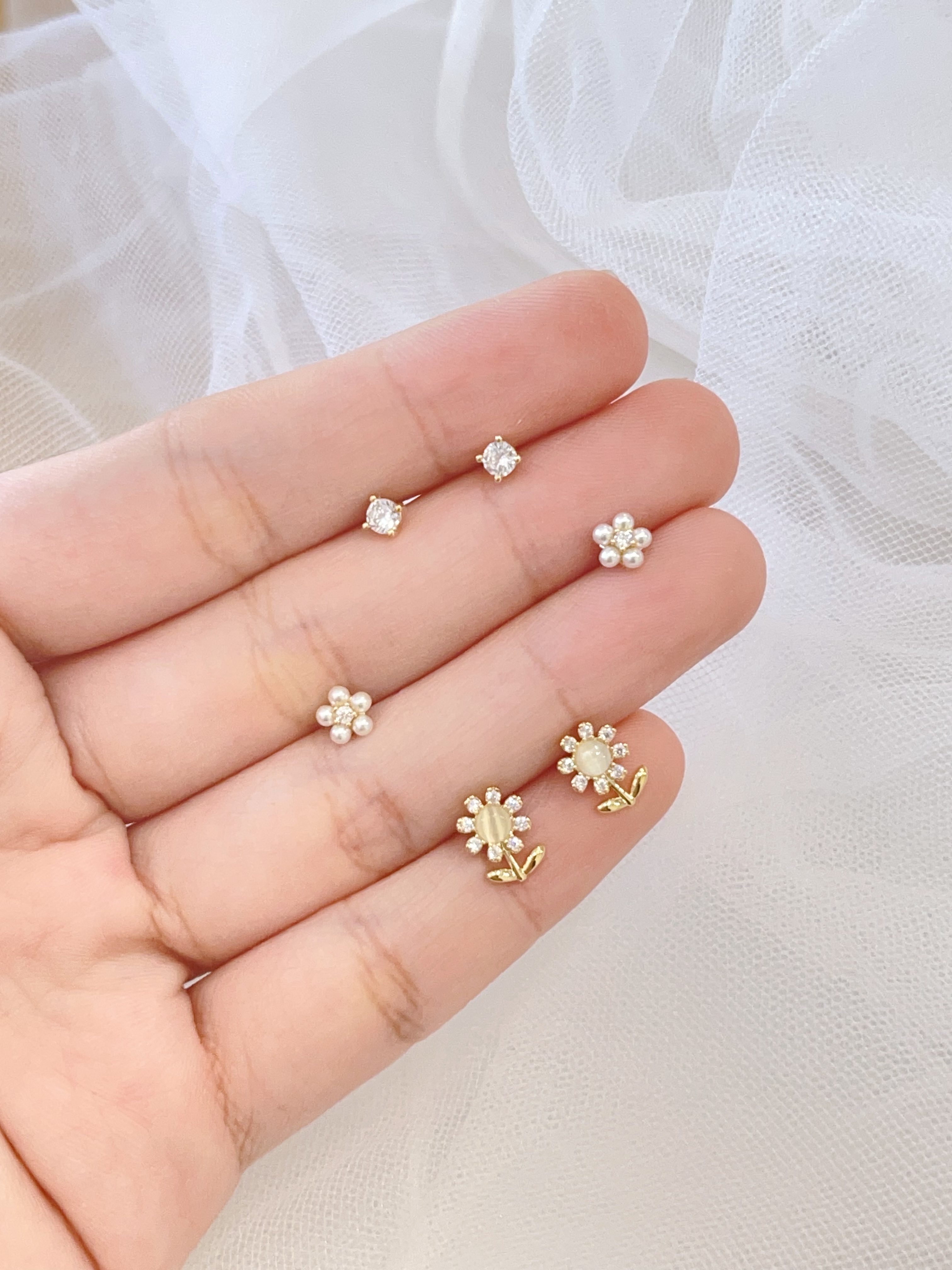 向日葵猫眼石耳环套装