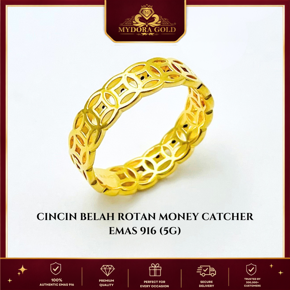 MYDORA Cincin Belah Rotan Money Catcher(5G) l EMAS 916/22K