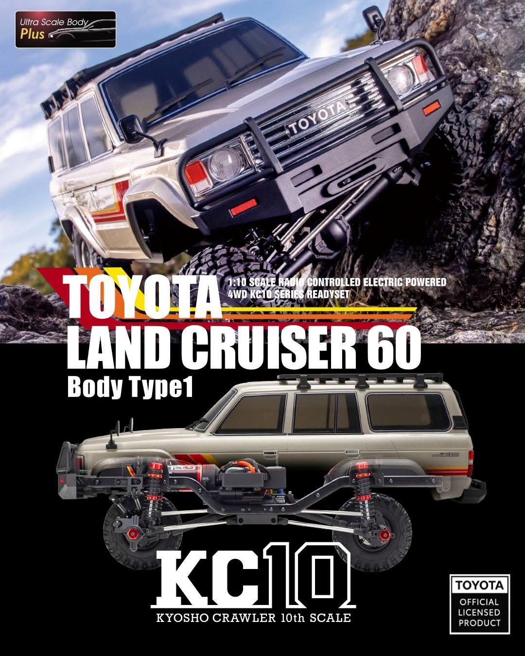 預購Pre-Order 1:10 Scale Radio Controlled Electric Powered 4WD KC10 Series readyset TOYOTA LAND CRUISER 60 Body Type1 34801T1