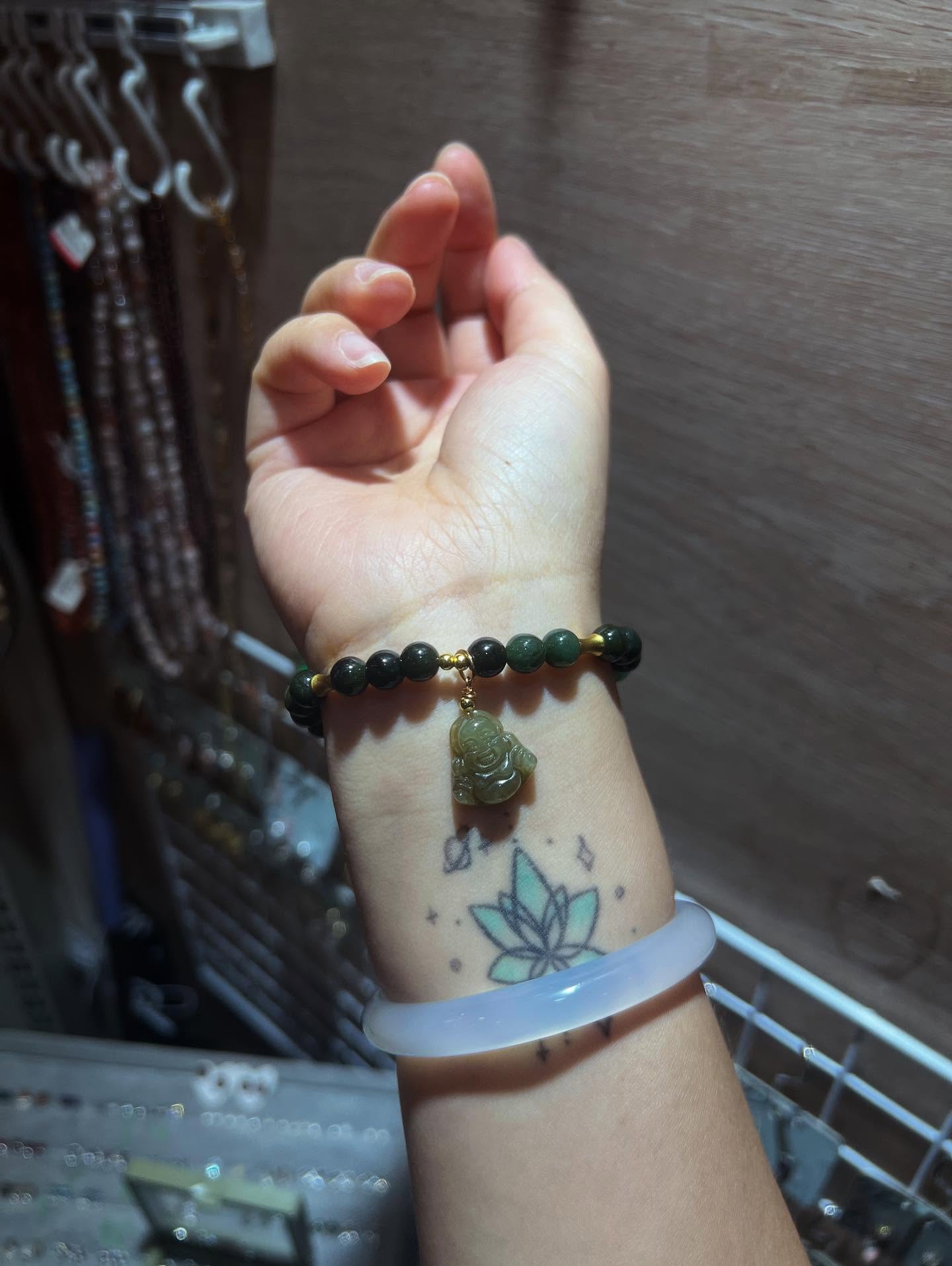 DIY油青手串+翡翠佛公