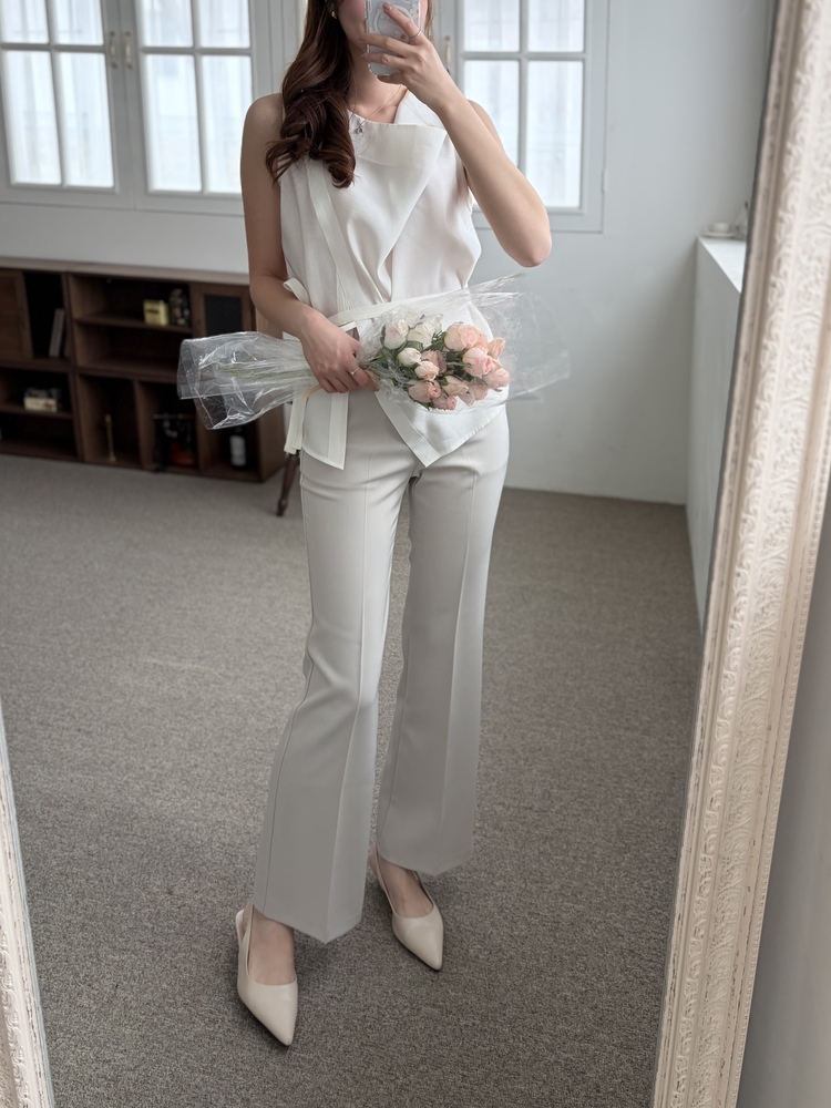 Camille Draped Wrap Blouse (Ivory)