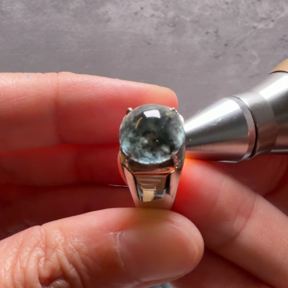 冰種烏雞蛋面S925戒指