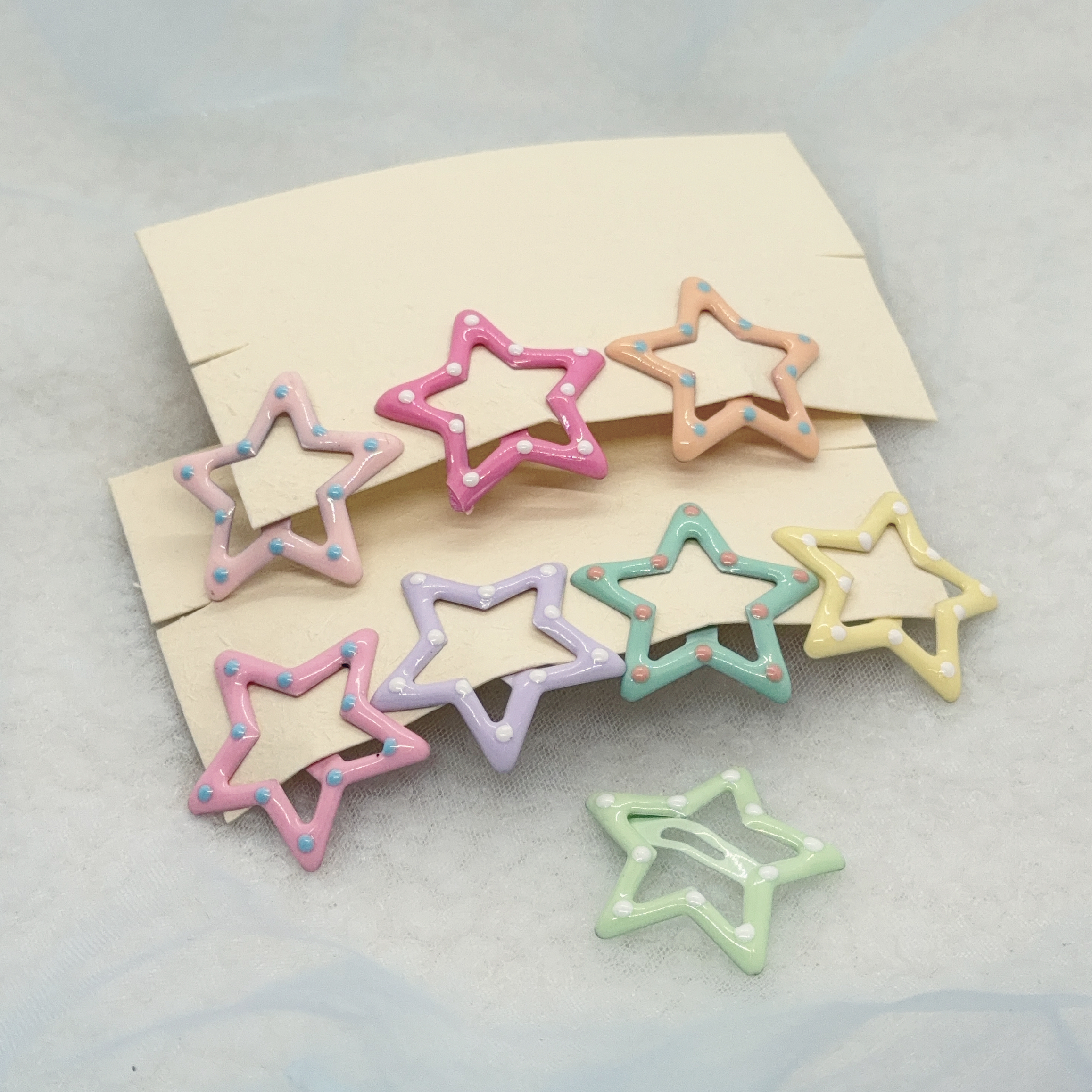 粉彩色圓點造型 3cm星星snap clip (8pcs/set)