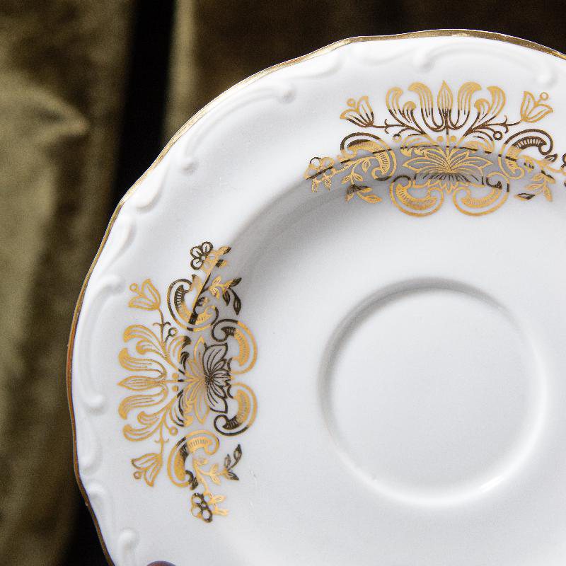 C.a. 1960s Bavarian Johann Seltmann Sophisticated Colour & Gold Gilt Floral Pattern Tea Set (CC052)