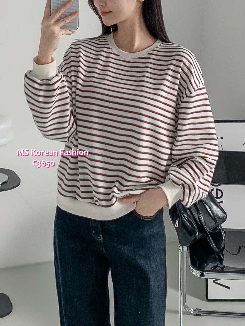 C3650 韓國🇰🇷靚色橫間top
