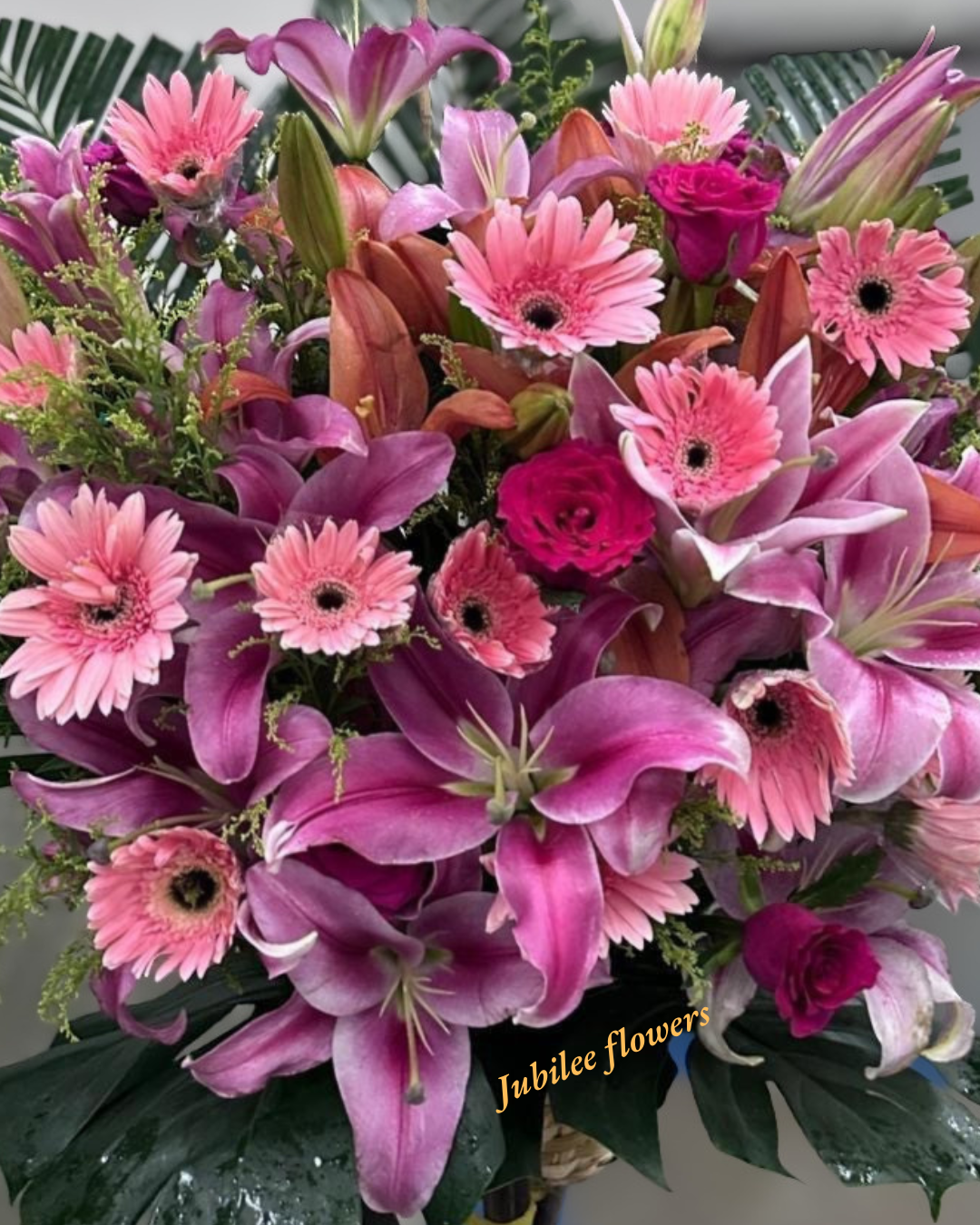 🎉【開張花籃】粉百合非洲菊開業賀籃