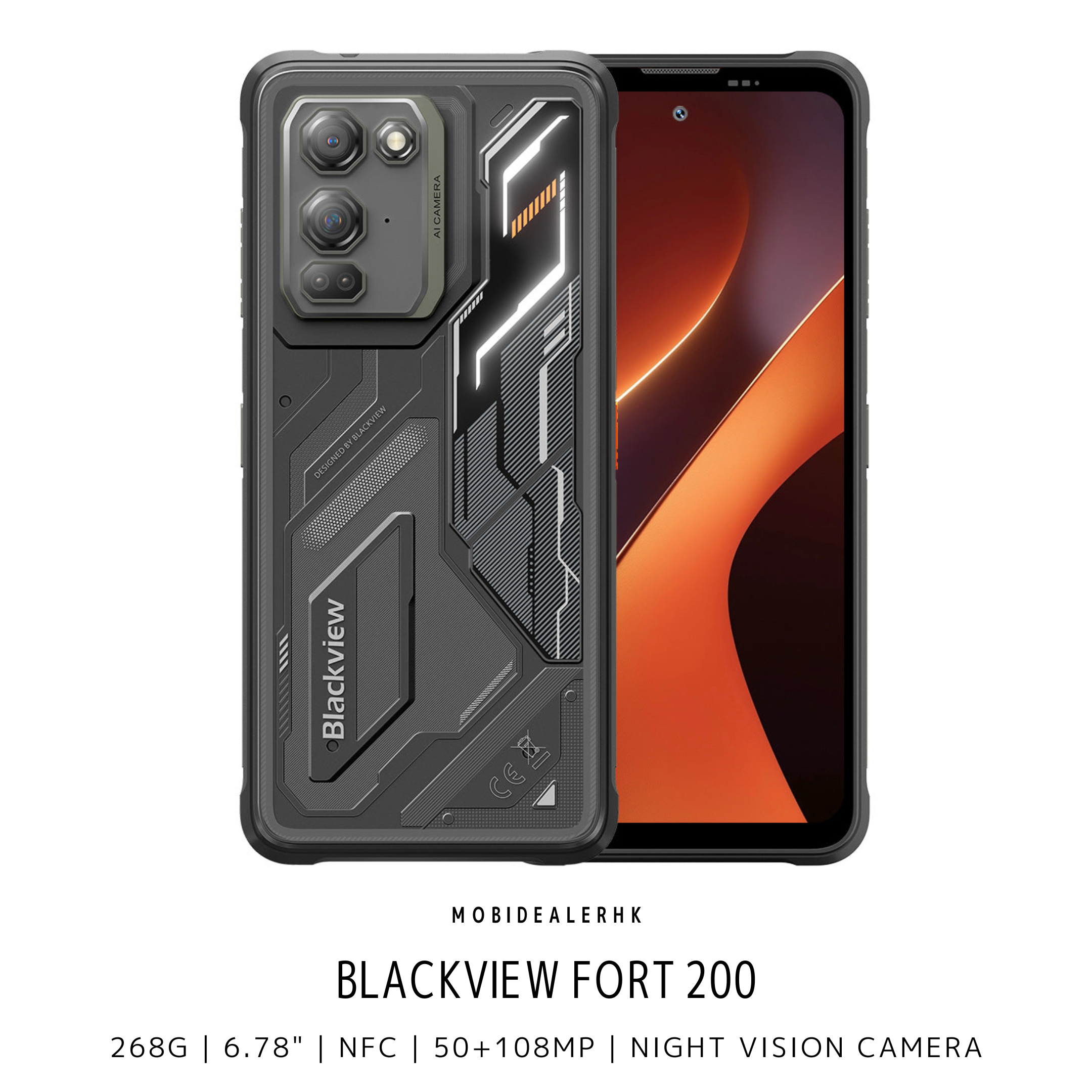 Blackview Fort 200 | 4G | 三防手機 | 268g | 6.78" | NFC | 50+108MP | 夜視鏡