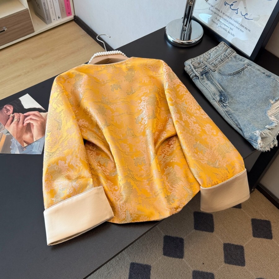 B53(9932) 新中式东方古韵高级感宫廷风提花金外套上衣