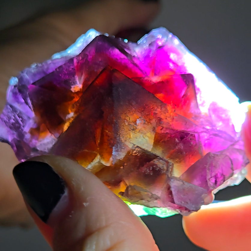 Red phantom octahedral fluorite from China - FL293