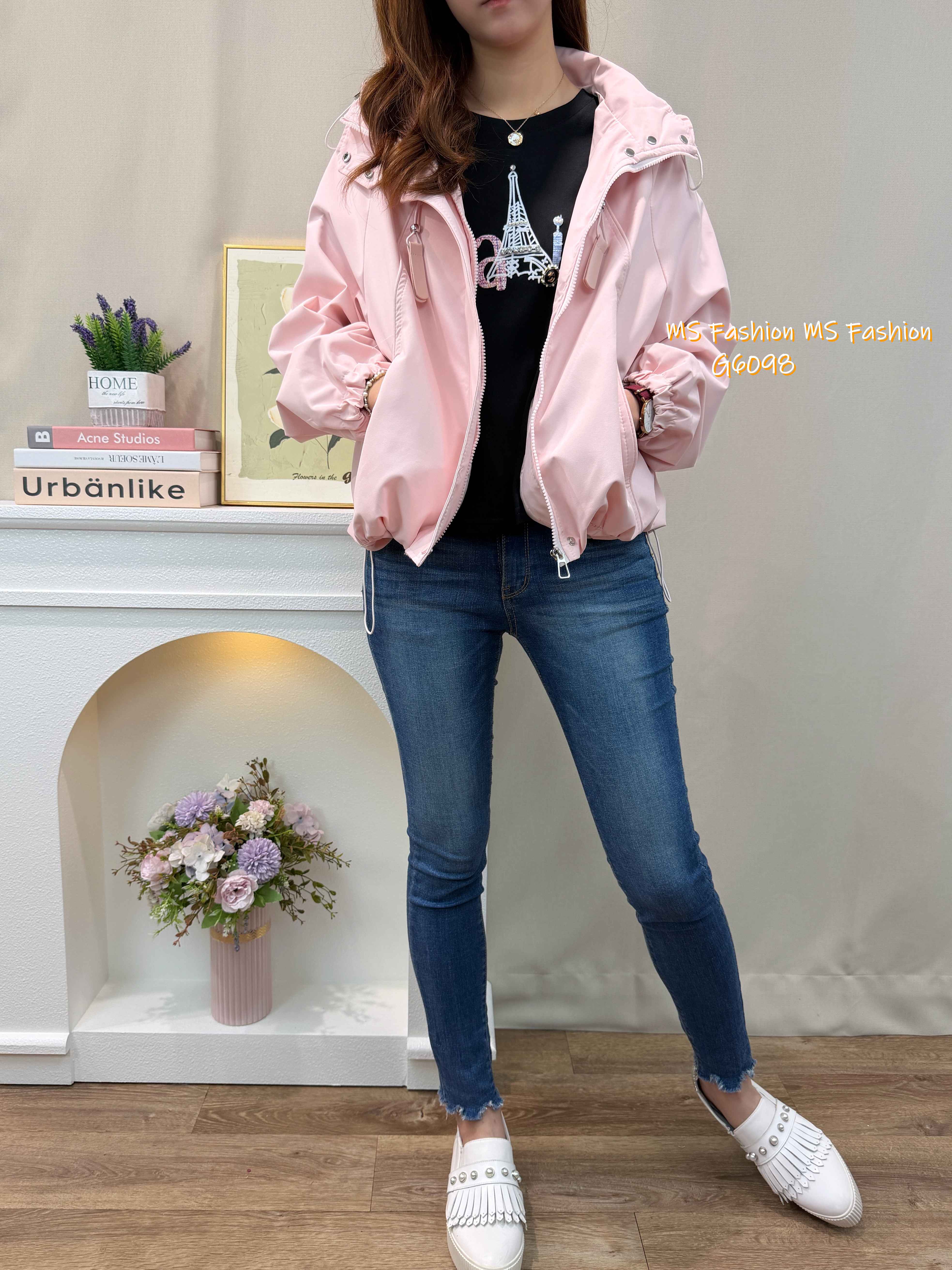 G6098 韓國🇰🇷靚色有帽風褸