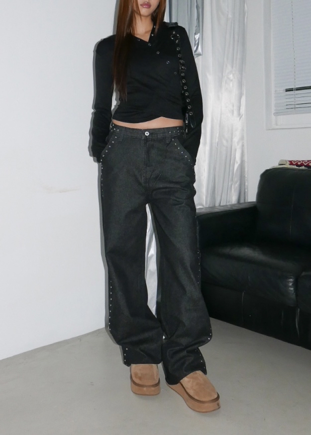 Asymmetric Snap Button Long Sleeve