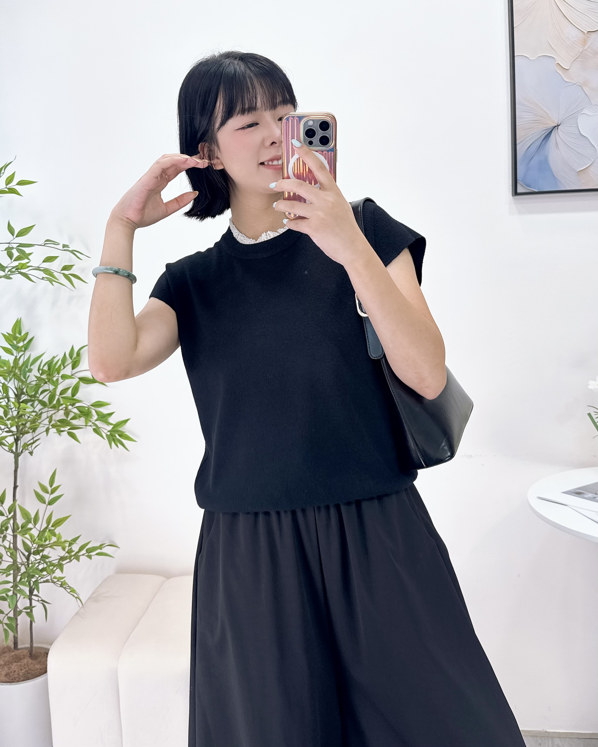 棉花糖彈性針織花邊上衣 4色