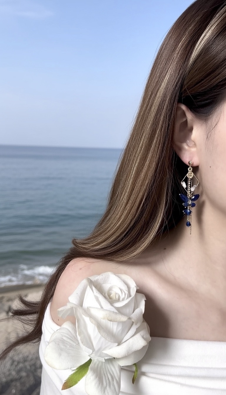 鴛鴦藍晶鋯石蝴蝶耳環🦋