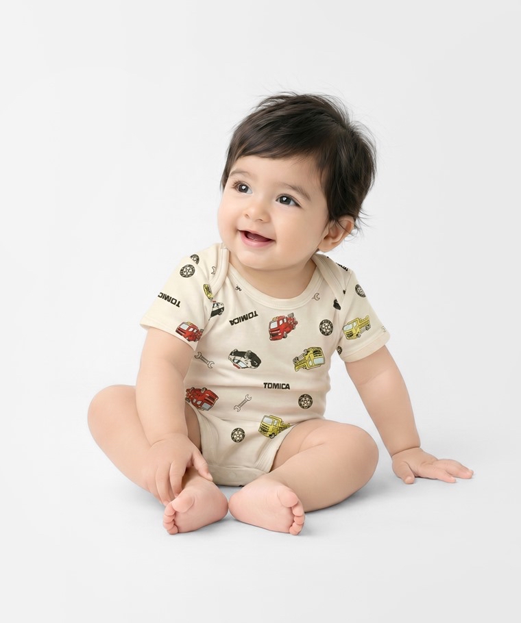 💚預訂 台灣直送💚Tomica兩色車車印花純棉短袖包屁衣