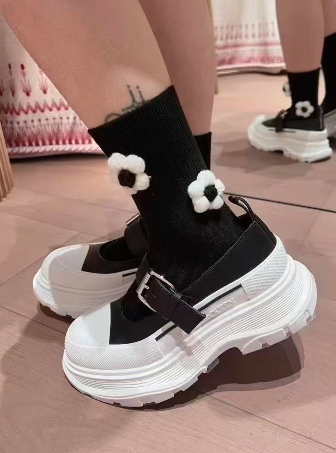訂貨📮McQueen 黑白拼色厚底瑪麗珍鞋 Size 36/37/38/39/40