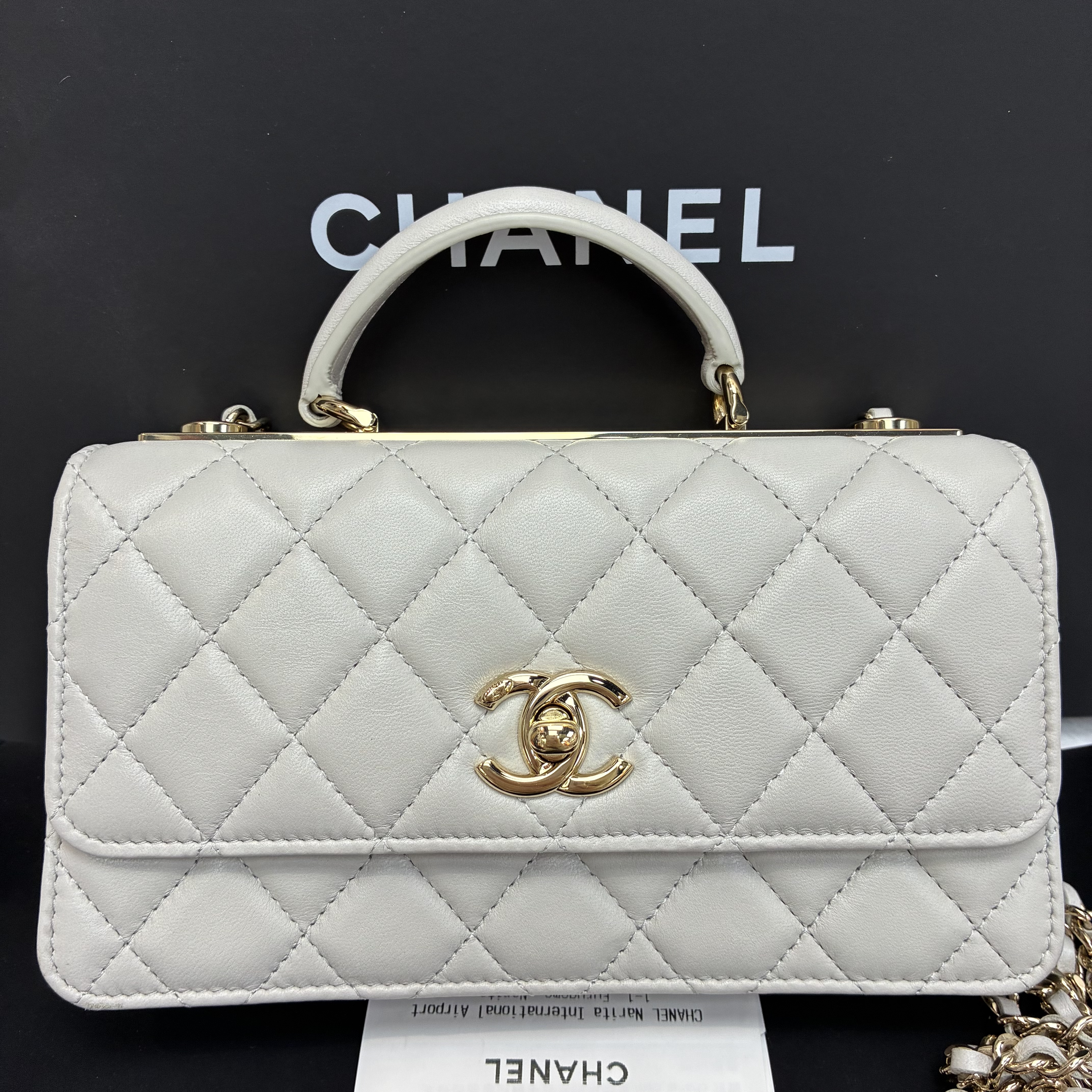 full set Chanel trendy cc 手柄woc 淺灰色羊皮 溫柔風🤍