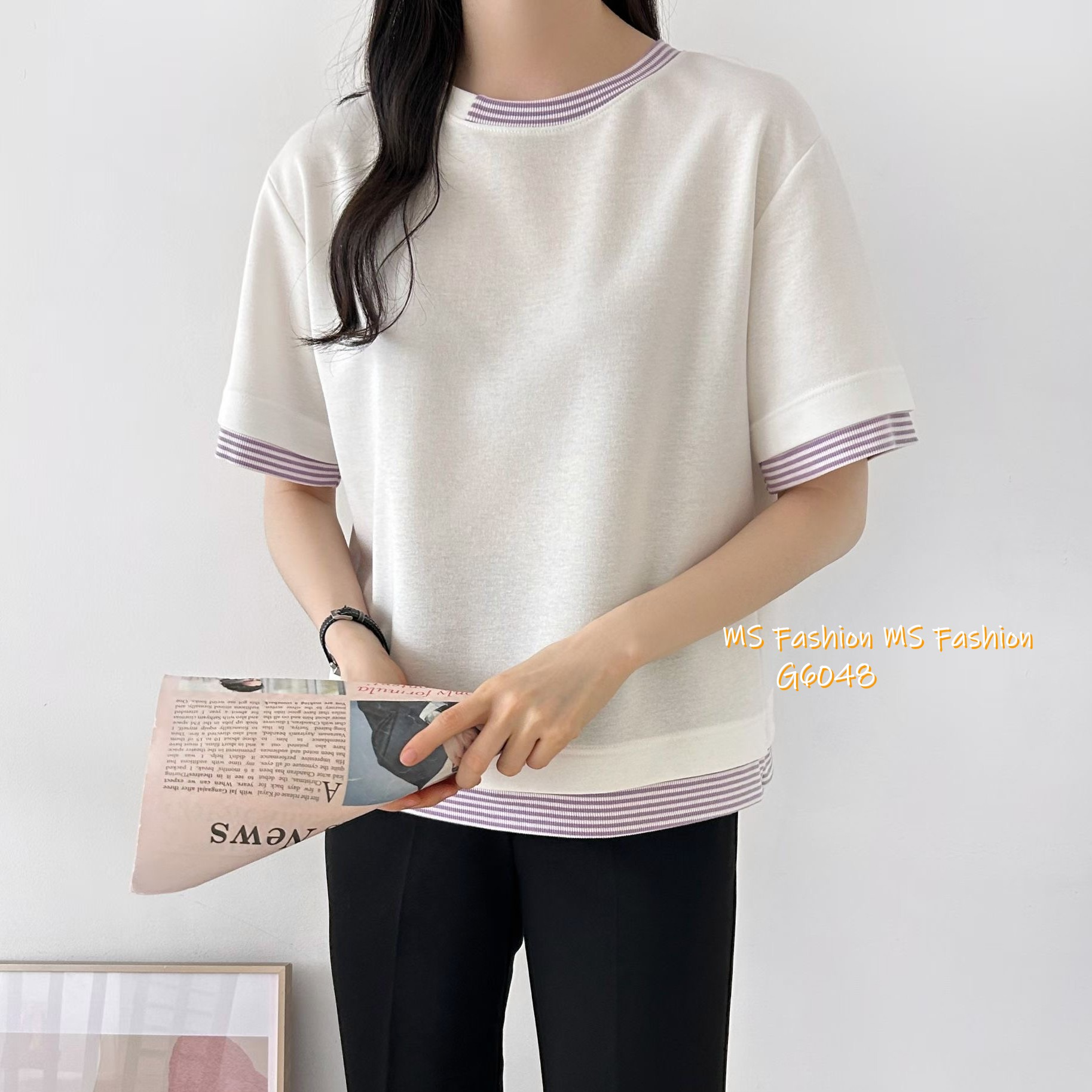 G6048 韓國🇰🇷拼邊子邊top